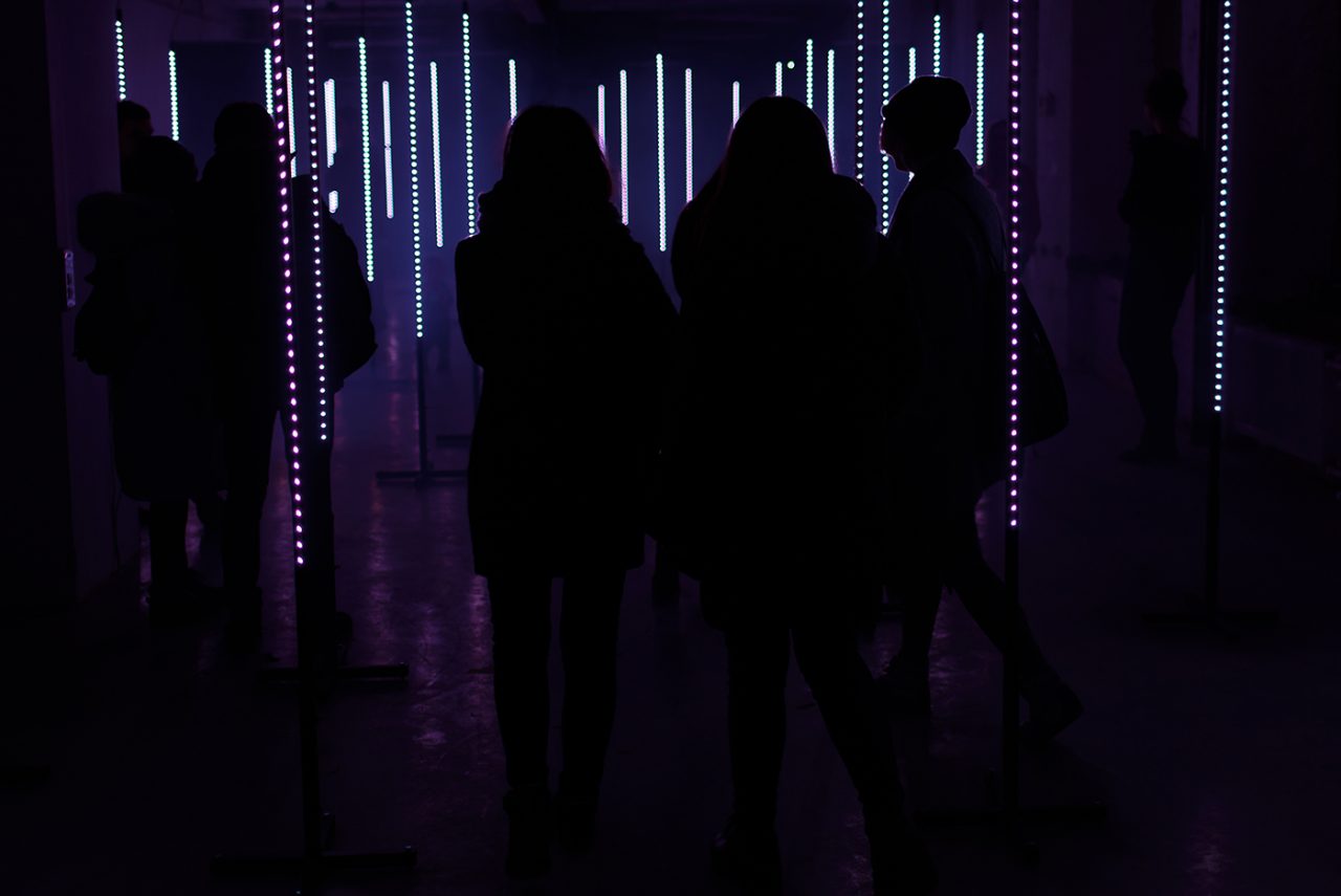The interdisciplinary project consists of light, movement, sound, video and objects